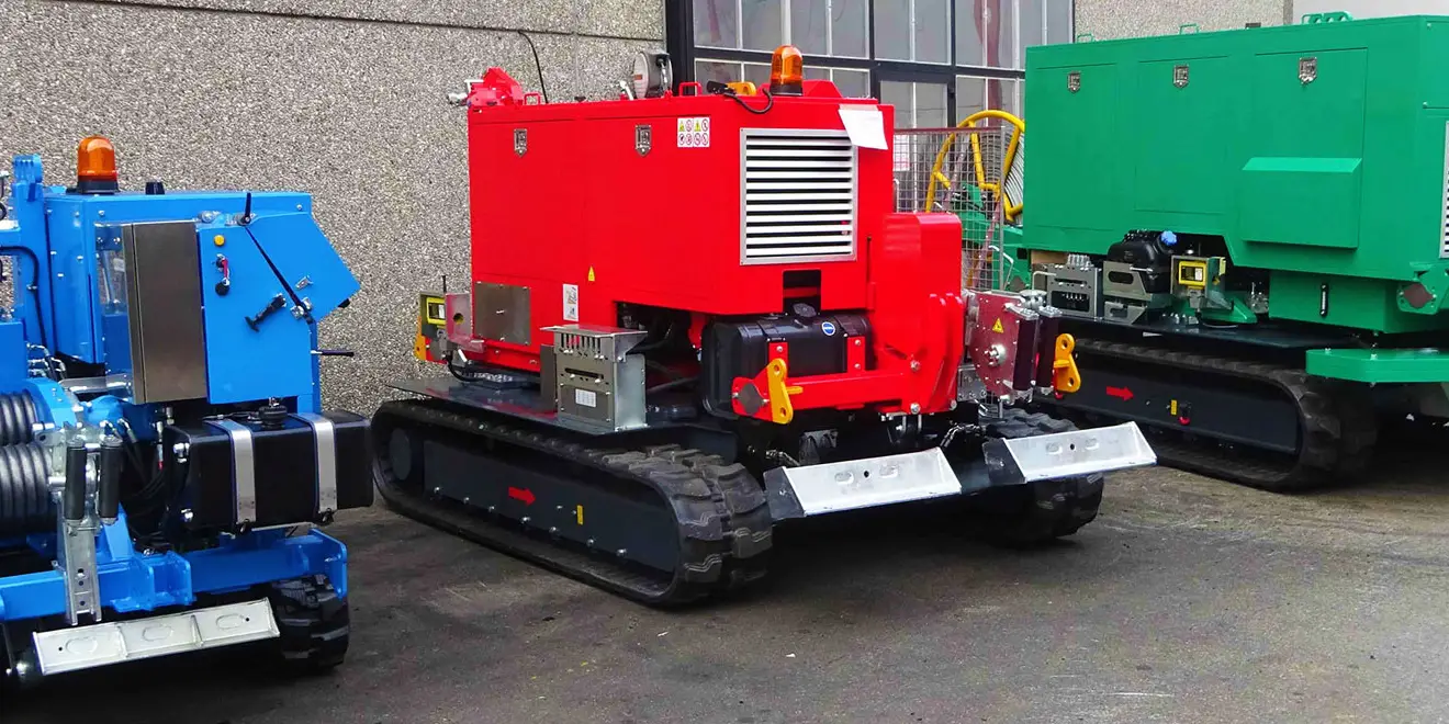 Sistema cingolato radiocomandato per macchine tesatura e posa cavi Omac